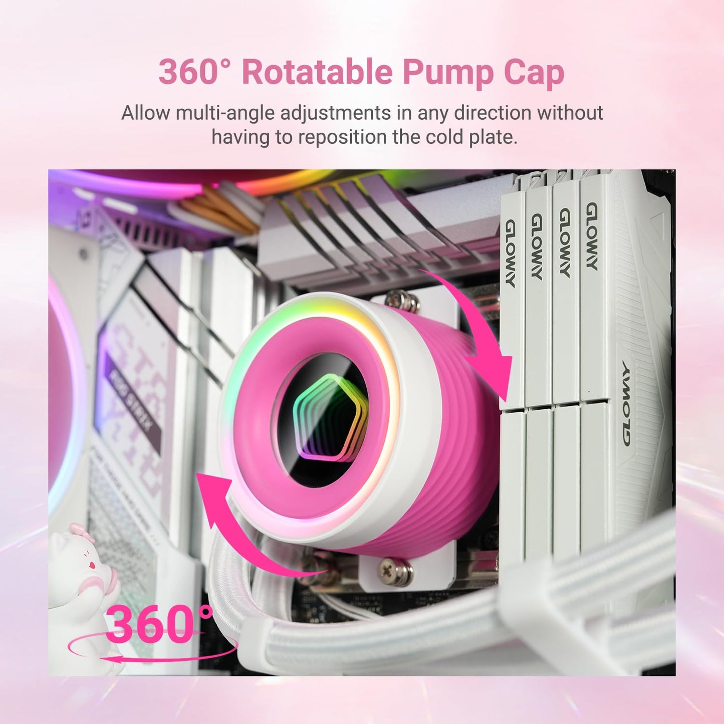 ID-COOLING FX240 INF Pink Edition 240mm Liquid CPU Cooler, AIO Cooler with ARGB Infinity Mirror Effect, 2x120mm Daisy-Chained Fans Low-Noise Operating 29.9dB(A) Max., Intel & AMD Compatible