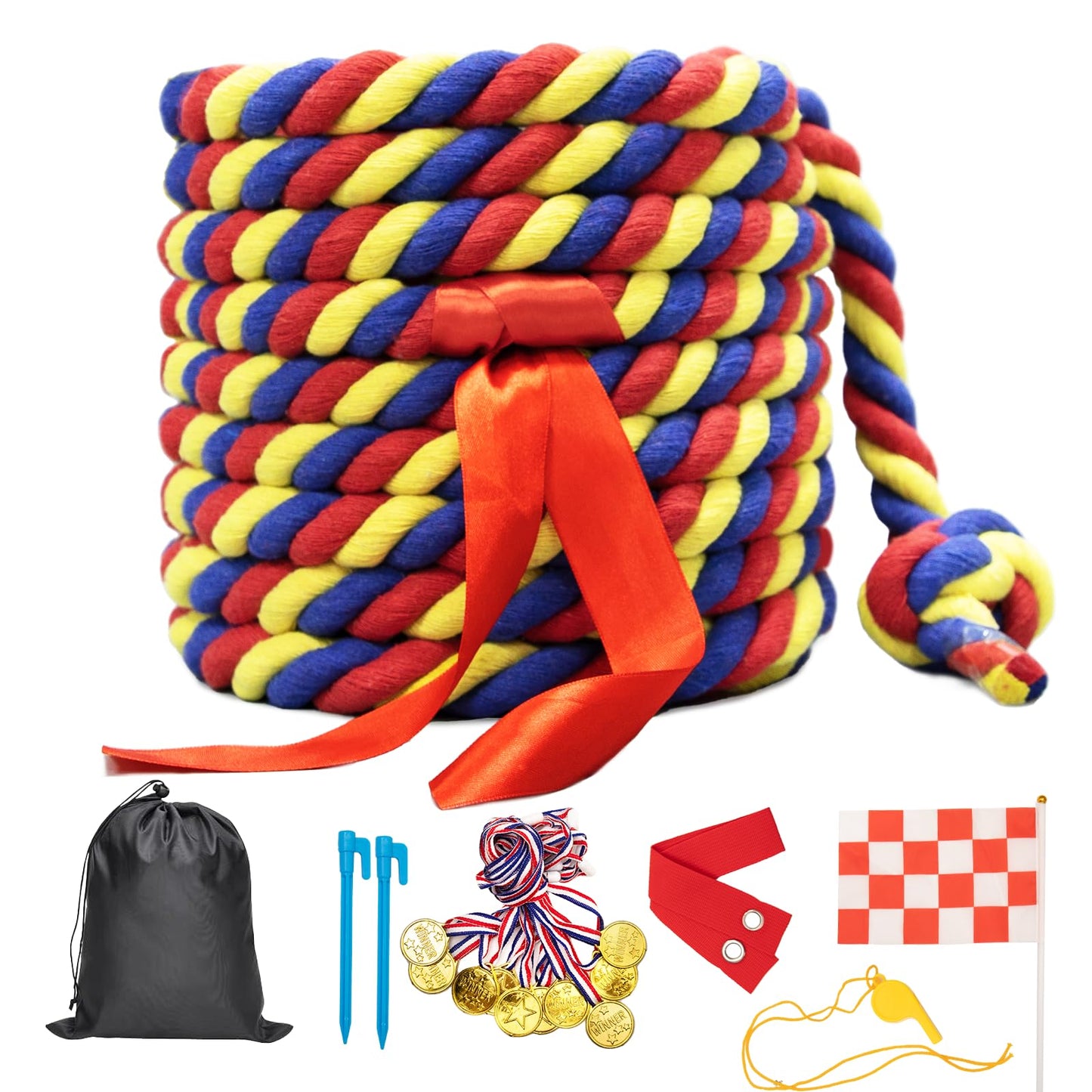 Tug of War Rope for Kids and Adults,60FT Tug a War Rope for Outdoor Games Field Day Family Reunion Birthday Party Games, Outside Activities Yard Backyard Lawn Picnic Games, Team Building Games