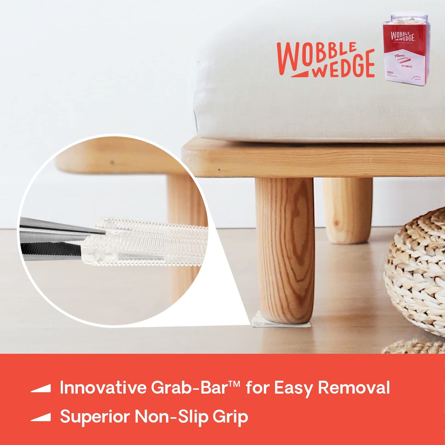 Wobble Wedges Flexible Plastic Shims - Leveling Shims for Home Improvement, Furniture Levelers, Table, and Toilet for Leveling - Made in USA Plastic Wedges Shim for Appliances (Clear, 300-Pack)