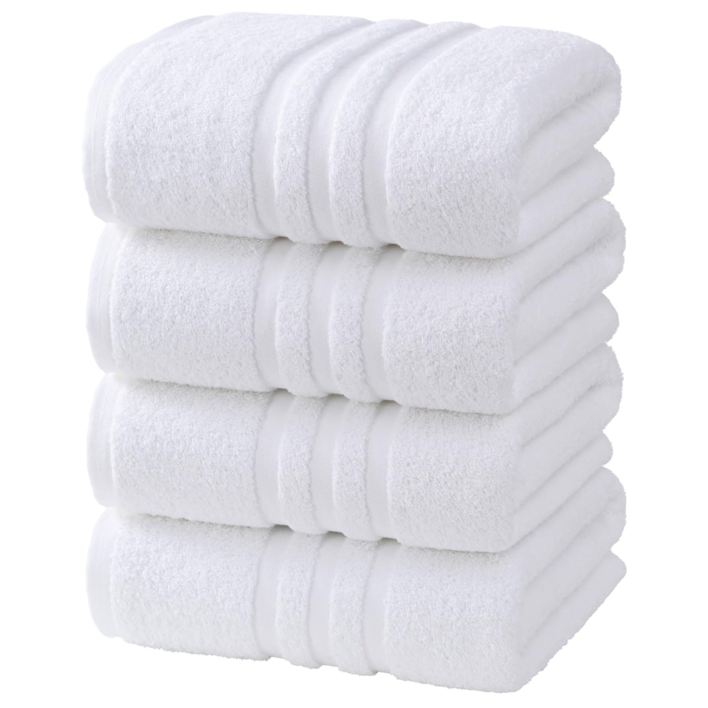 Velqora Bath Towels 4 Pack, Large 30 x 60 Inches, 100% Cotton, Soft & Absorbent Bathroom Towels for Everyday Use, White