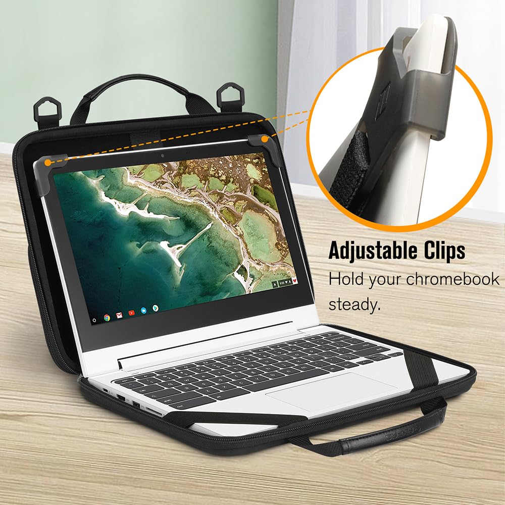 FINTIE 11-11.6 Inch Chromebook Sleeve Case - Protective Briefcase Shoulder Bag with Accessory Pouch for Up to 11.6" Laptop Notebook Ultrabook 13'' MacBook Neo, Black