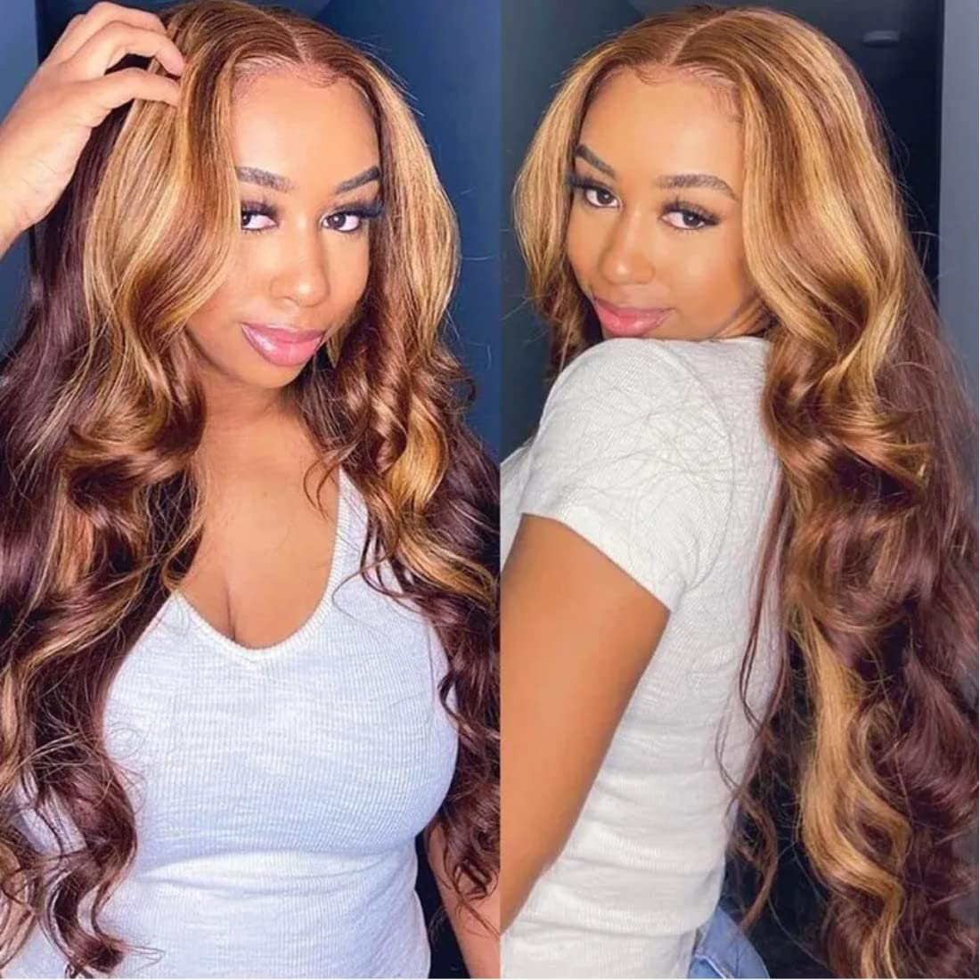 UNICE Honey Blonde Highlight Body Wave 4x4 Lace Closure Free Part 14 inch 100% Remy Human Hair Closure for Women TL412 Color