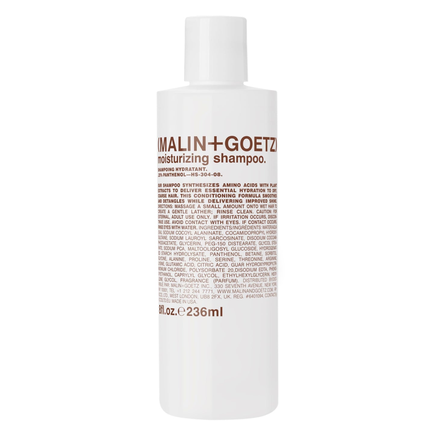 Malin + Goetz Moisturizing Hair Shampoo, 8 Fl. Oz. – Hydrating Shampoo for Women & Men, All Hair Types, Hair Treatment for Dry Damaged Hair, Vegan & Cruelty-Free