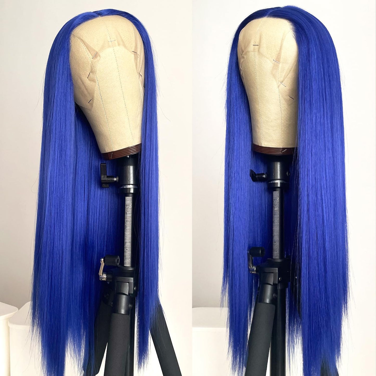 JPIKAQIU Blue Lace Front Wig Long Straight Navy Blue Synthetic Lace Front Wigs for Fashion Woman Heat Resistant Fiber Hair Glueless Lace Wigs Pre Plucked