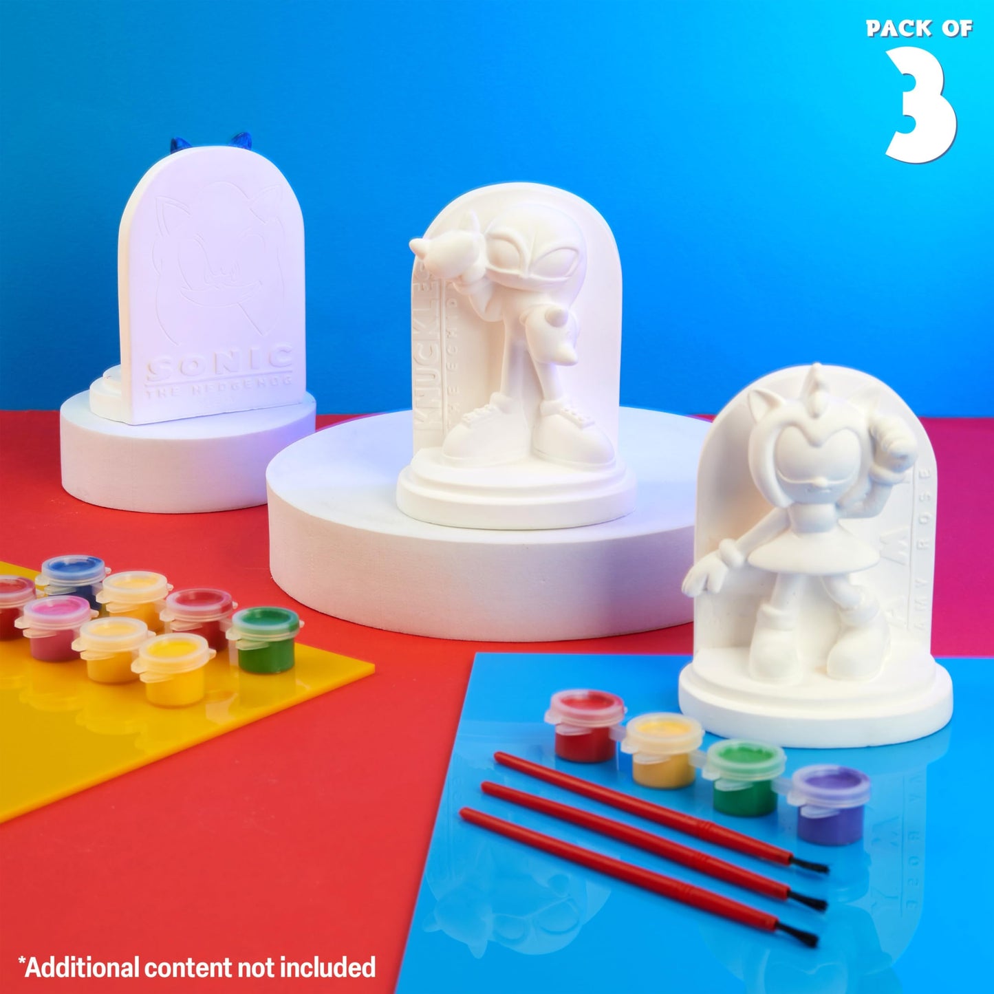 SONIC THE HEDGEHOG Plaster Figures for Painting, DIY Craft Set, Children, Painting Set for Children and Teenagers