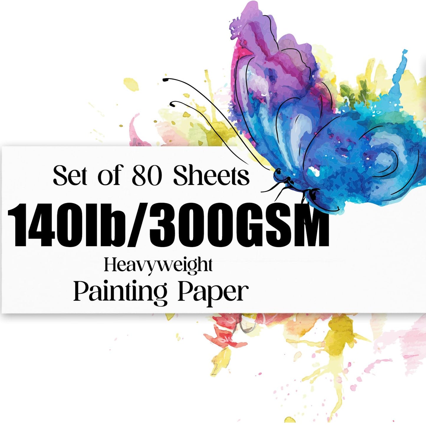 Watercolor Paper 9x12 inches 80 Sheets,Heavyweight Artist Paper 140lb/300GSM Cold Press Natural Cotton Paper for Students Artists Watercolor Drawing