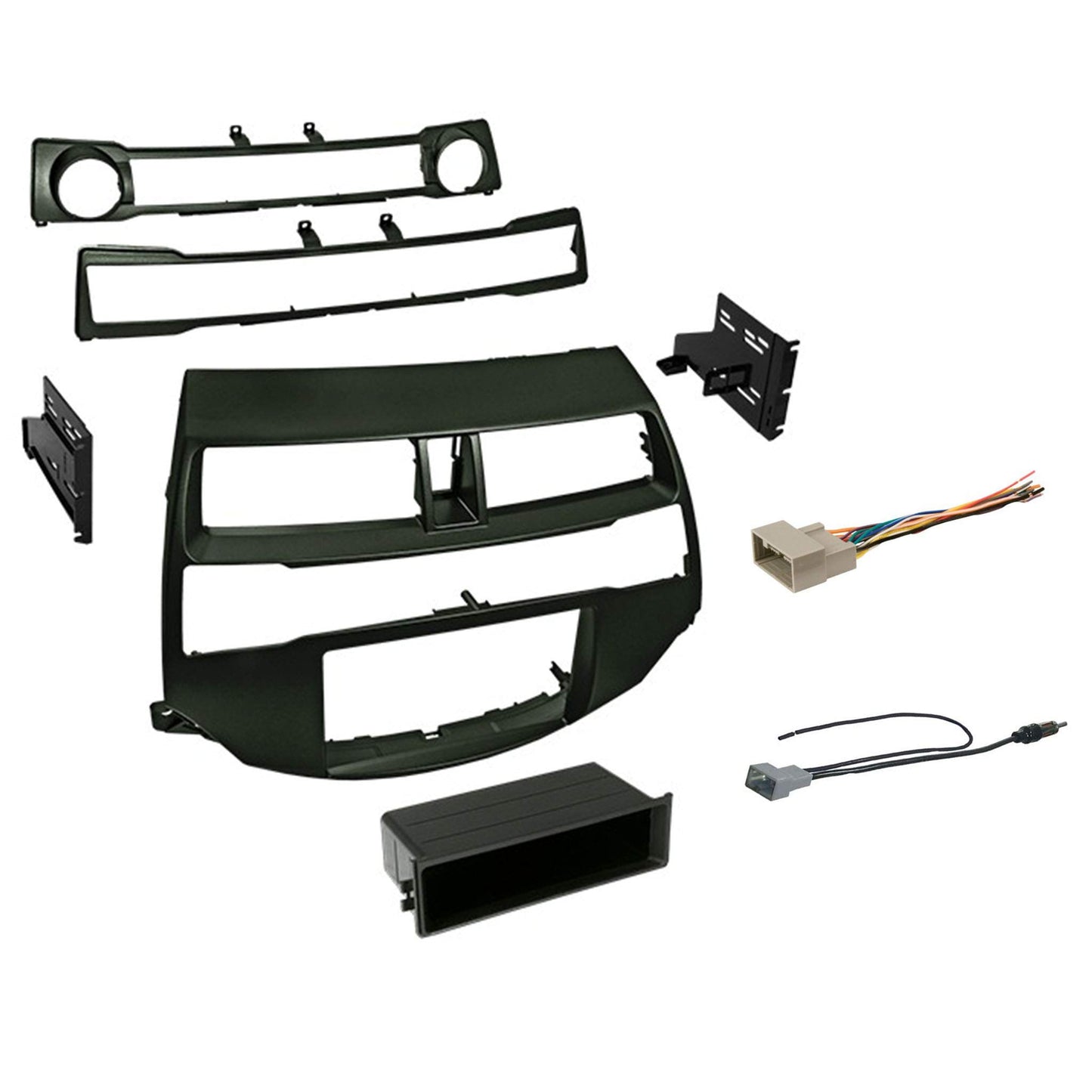 Double DIN Dash Kit for 2008-2012 Accord with Antenna Adapter & Harness… (Dark Grey Metallic) | Compatible with All Trim Levels