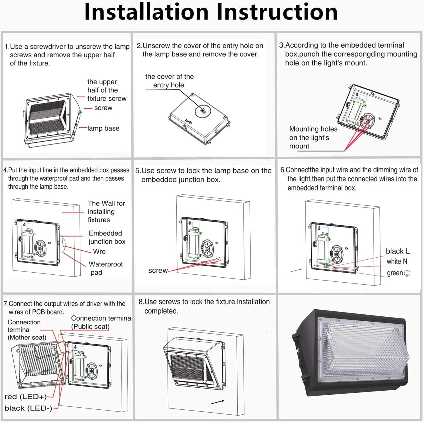 1-10V Dimmable 120W LED Wall Pack Light with Dusk to Dawn Photocell, 100-277V 16800LM 800-1000W HPS/HID Equiv., 5000K Outdoor Security Lighting, ETL Commercial Wall Mount Lights for Building