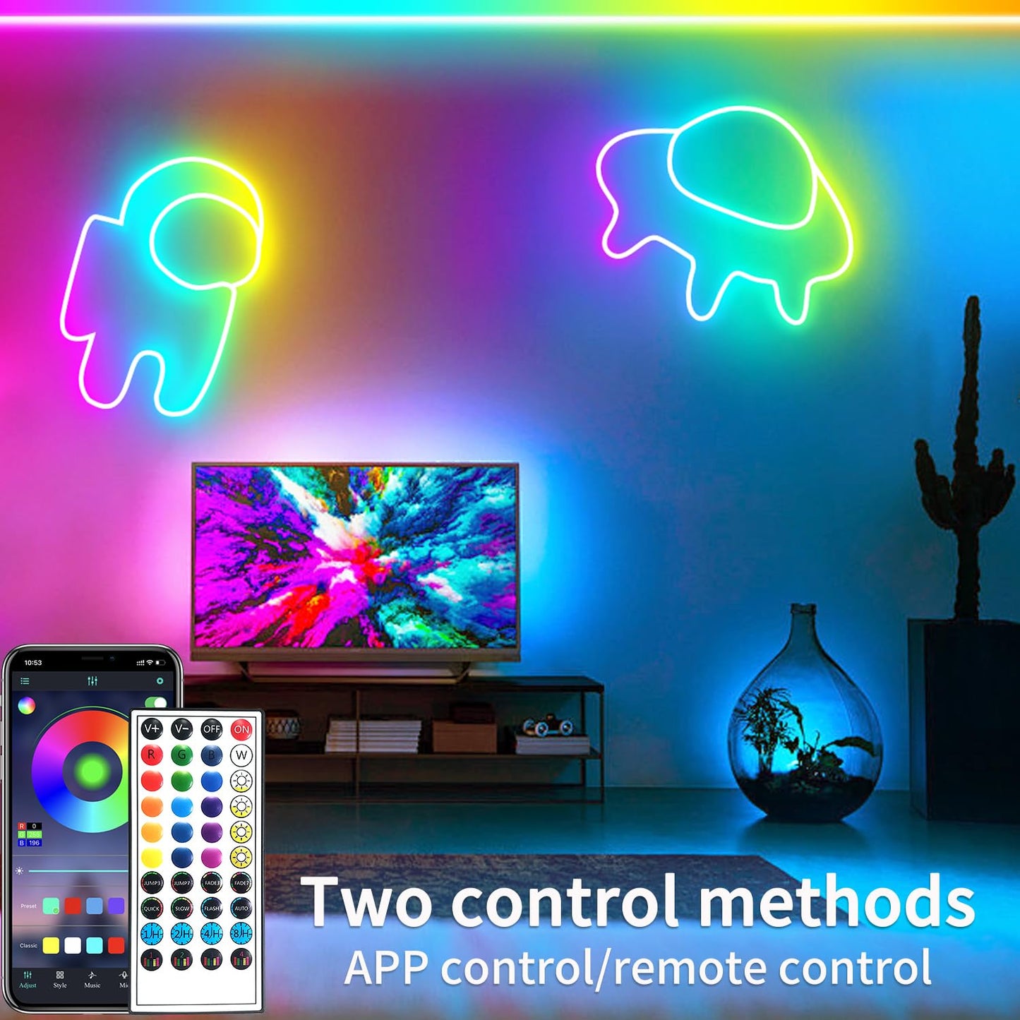 segrass 66FT Neon LED Rope Lights IP65 Waterproof LED Lights for Bedroom Flexible LED Light Strip with Remote/APP Control RGB Lighting Strip for Indoors Outdoors Bedroom Room Home Décor