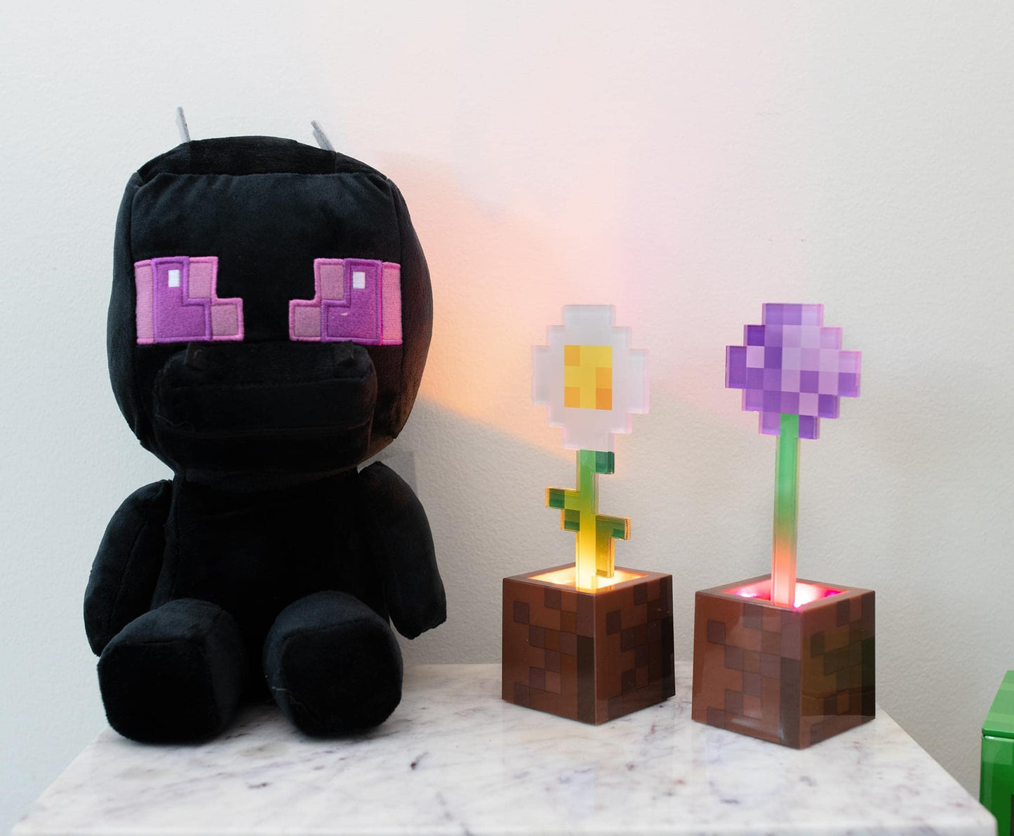 Minecraft Daisy and Allium Flower Pot Mood Lights, Set of 2 | Nightstand Table Lamp with LED Light for Bedroom, Desk, Living Room | Home Decor Room Essentials | Video Game Gifts and Collectibles