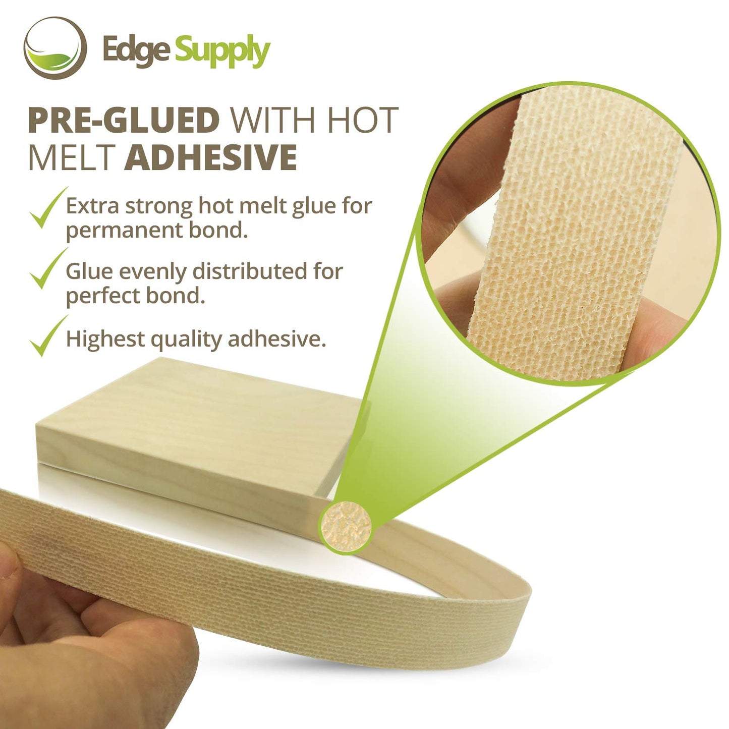 Edge Supply Birch Pre-Finished 13/16 inch X 250 ft Roll Preglued, Veneer Edge Banding, Flexible Wood Tape, Easy Application Iron On with Hot Melt Adhesive. Clear UV Laquer Finish Wood Edging.