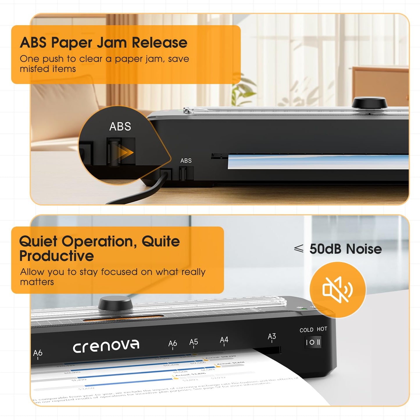 Crenova Laminator Machine with 12 Laminating Sheets, A3 Laminating Machine Hot & Cold with Trimmer Corner Rounder, Fast Warm Technology, 13-Inch Laminator for Home Office School Business (A3-12PCS)