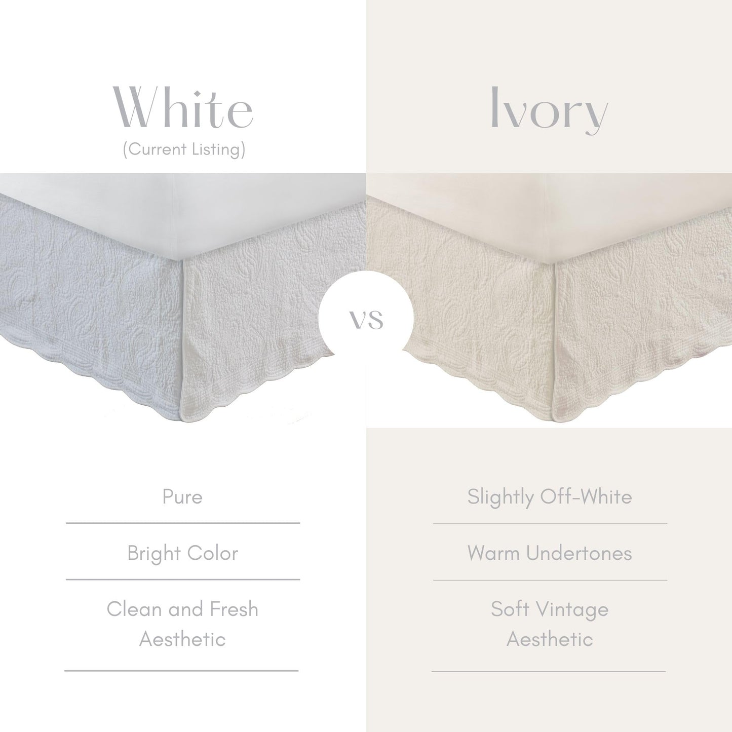 Greenland Home Paisley Quilted Bed Skirt, Full, White