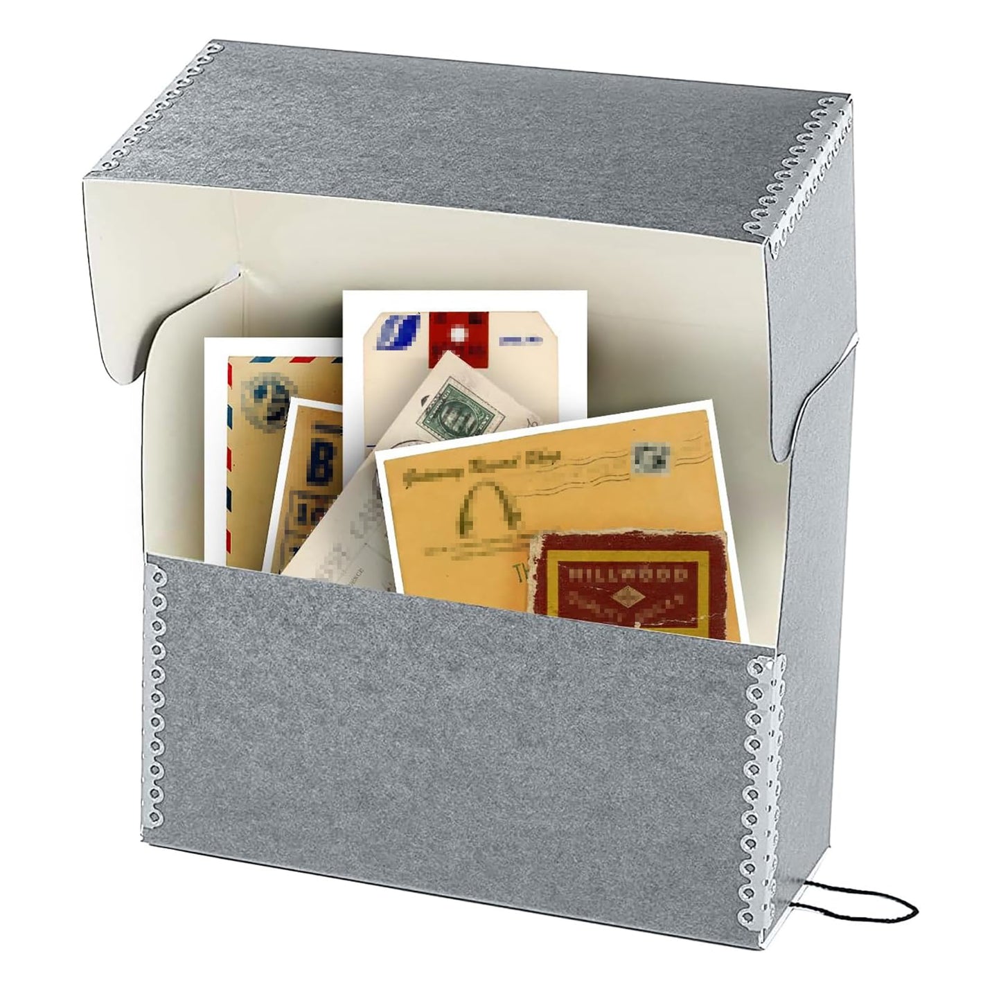 Lineco Archival Document Storage Box with Metal Edge, Acid-Free Gray Boxboard, Organize and Store Files, Prints, Photos, Letter-Sized Case 12.5" x 10.5" x 5" Wide, Pack of 2