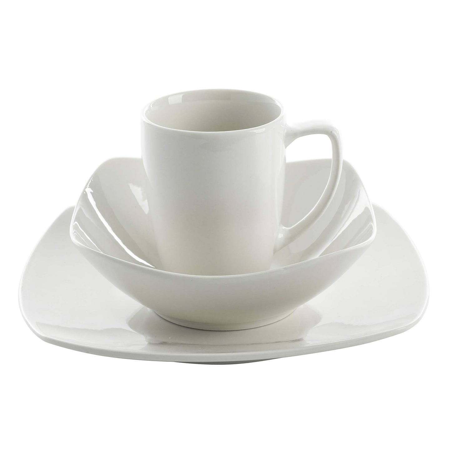Gibson Home Zen Buffet (Service for 8) 24 Piece Plates and Bowls Porcelain Solid Color Dishes Ceramic Dinnerware Set - White