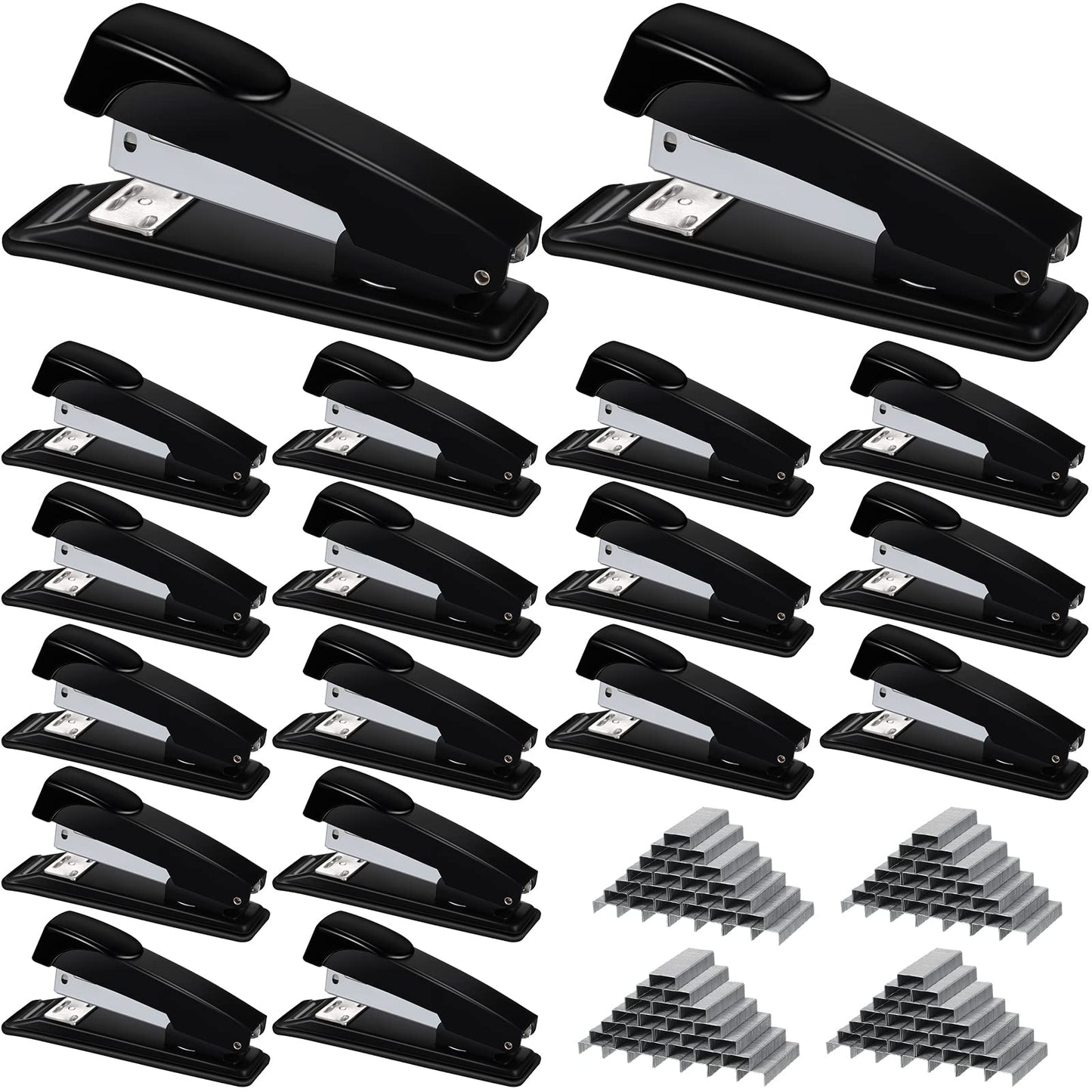 Yahenda 18 Pieces Staplers for Desk Black Stapler Bulk with Staples 20 Sheet Capacity Staplers Compact Desktop Heavy Duty Stapler for Desk Office School