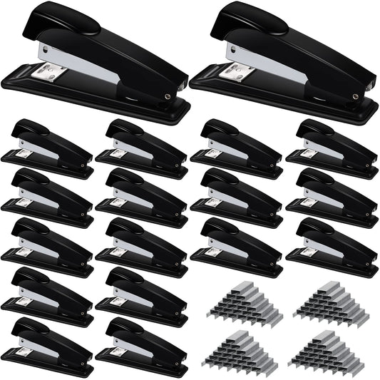 Yahenda 18 Pieces Staplers for Desk Black Stapler Bulk with Staples 20 Sheet Capacity Staplers Compact Desktop Heavy Duty Stapler for Desk Office School