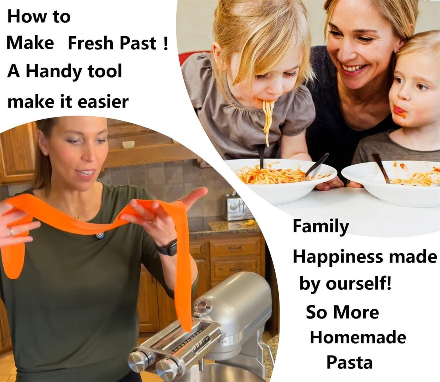 FavorKit Pasta Noodle Maker Attachment Set for KitchenAid Mixers Plus Hub Knob Screw Accessory Included Dough Sheet Roller, Spaghetti & Fettuccine Cutters-Unique Design