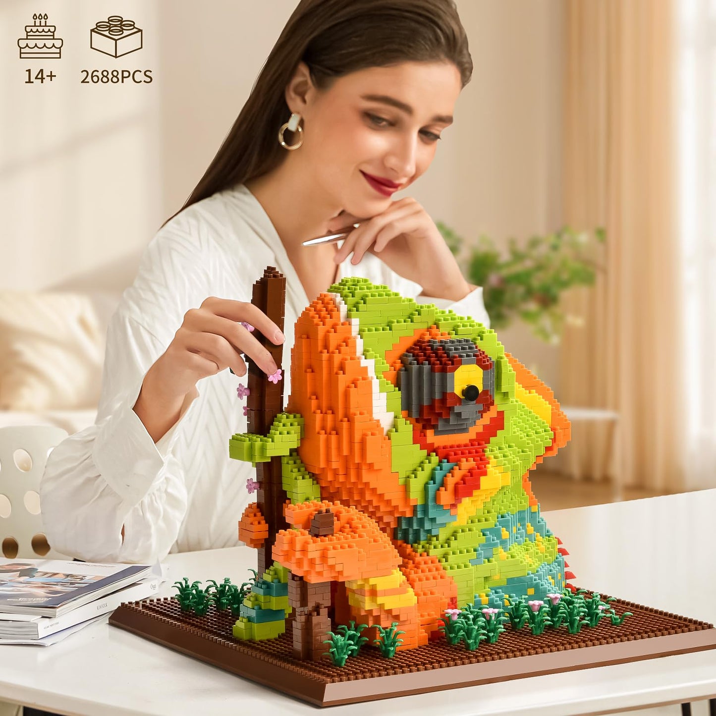 BNG Wall Art Chameleon Building Sets for Adult,Animals Building Bocks Set for Wall Decor or Table Display,Unique Gifts for Adult,Teens and Kids 14+(2688 PCS)