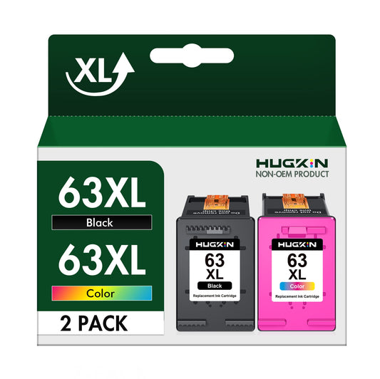 63XL Ink Cartridges Black and Color Replacement for HP Ink 63 for HP 63XL Ink Cartridge Combo Pack Work for OfficeJet 3830 4650 5255 5258 5200; Envy 4520 4512 4510; DeskJet 1112 2130 3630 (2 Pack)