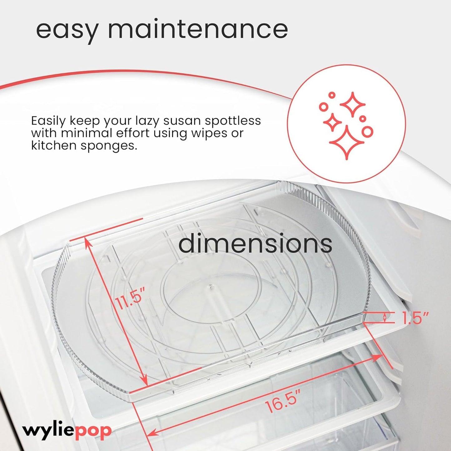 Lazy Susan for Refrigerator - 360° Turntable Refrigerator Organizer and Storage Tray for Fridge, Cabinet & Pantry - Large, Premium Rectangle Lazy Susan (15"x11"x1.3")