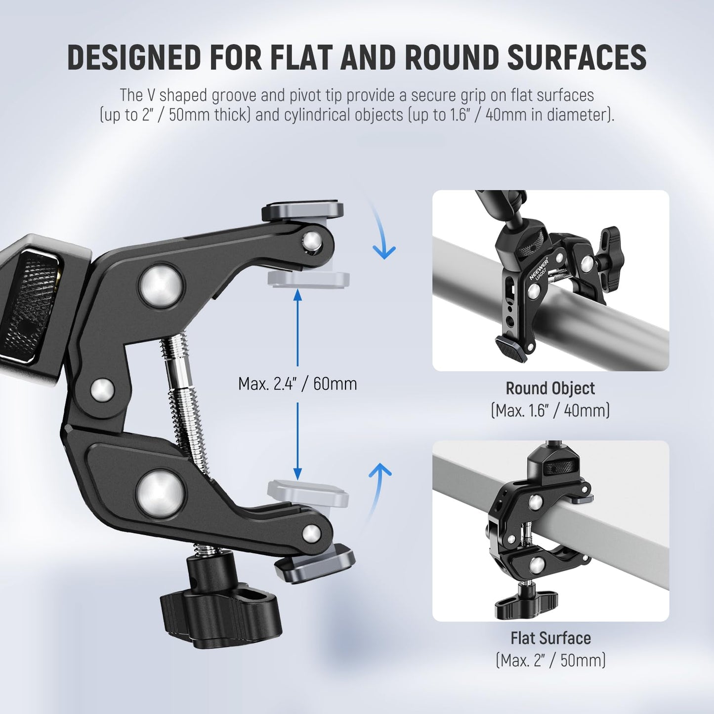 NEEWER 22" Magic Arm w Desk C Clamp, Overhead Camera Mount with Articulating Mic Boom Arm 1/4" 3/8" Threads for ARRI, Desktop Stand Holder for Phone Microphone Webcam Action Camera Video Light, UA057