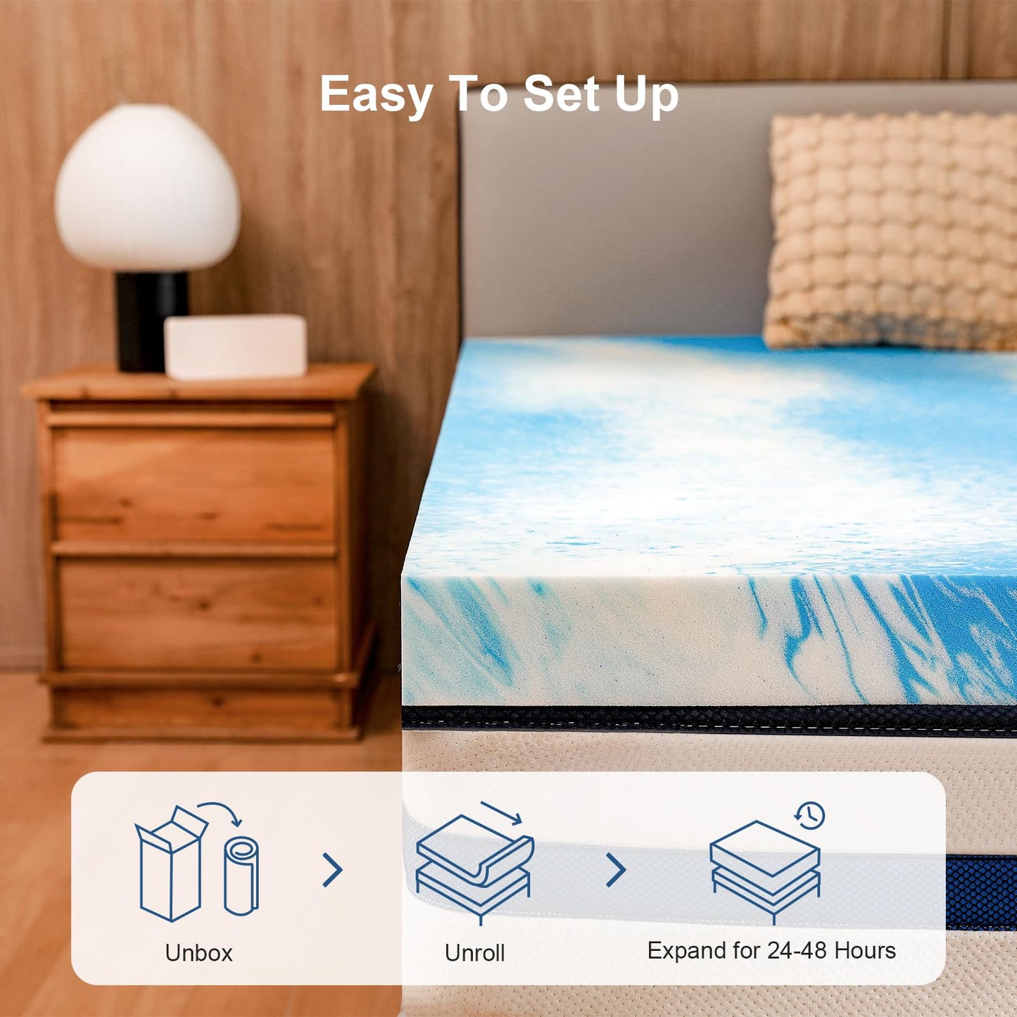 Bynex 2 Inch Gel Memory Foam Mattress Topper, Full Size Cooling Bed Topper for Back Pain & Pressure Relief