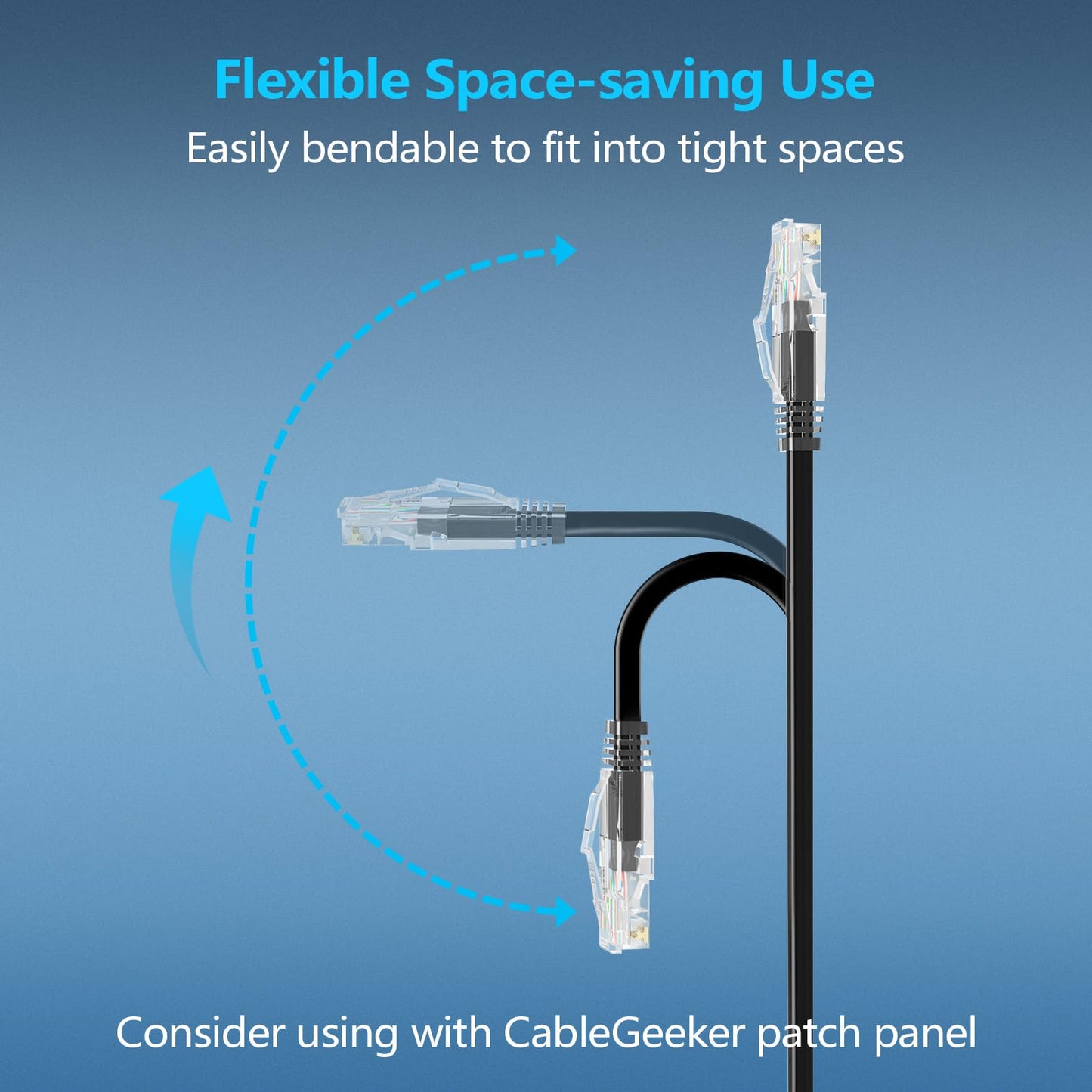 CableGeeker Patch Cables Cat6a 2ft (50 Pack) Slim, Cat6 Ethernet Patch Cable 10G Support, Snagless RJ45 Cat 6 Patch Cable for Patch Panel to Switch, Flexiable Network Cable - 2 Feet Black