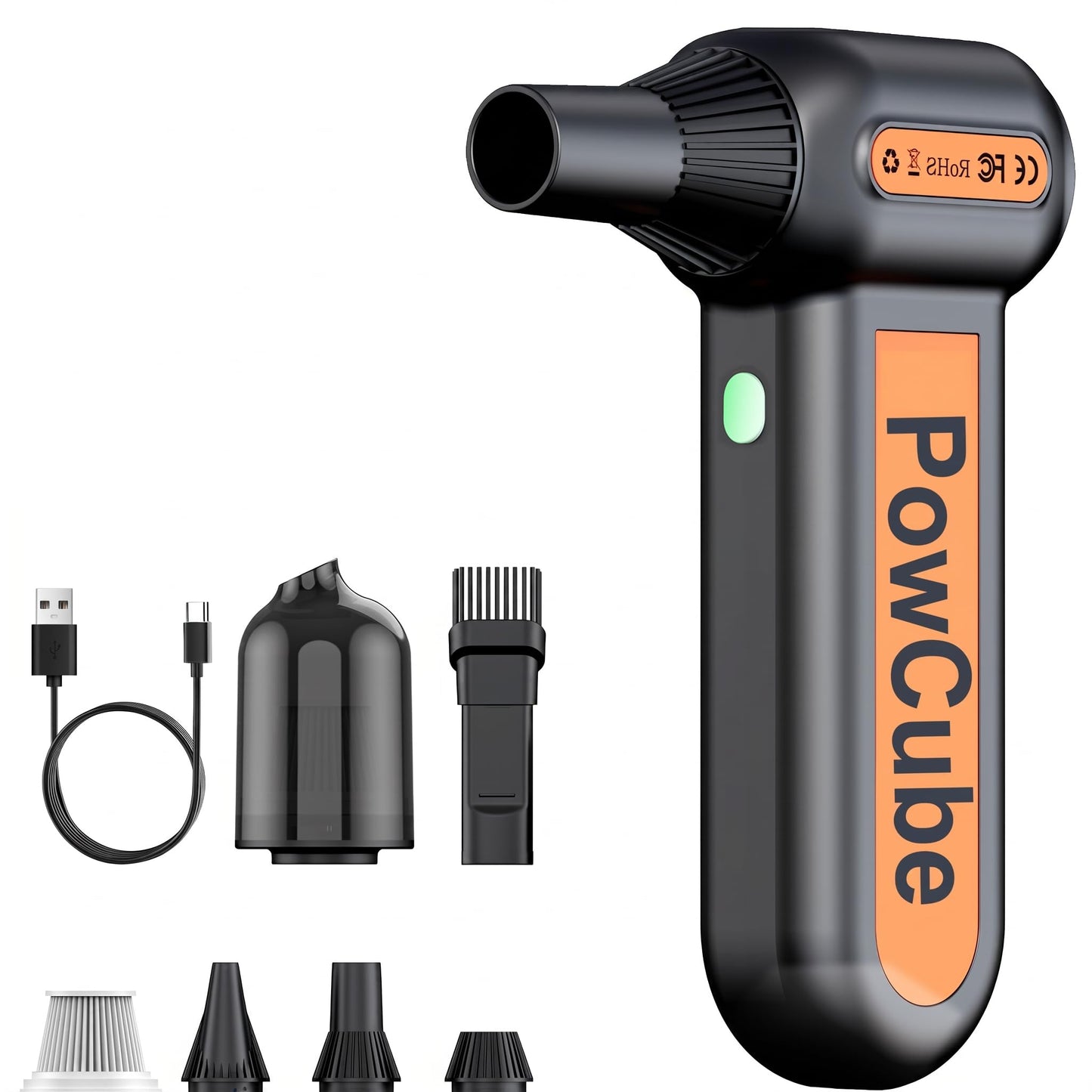 2-in-1 Compressed Air Duster 180000RPM Powerful Motor, Cordless Mini Vacuum Cleaner, 10,000mAh Battery, Portable Electric Air Duster, Dust Blower for Computer, Keyboard, Outdoor, House, Car and Office