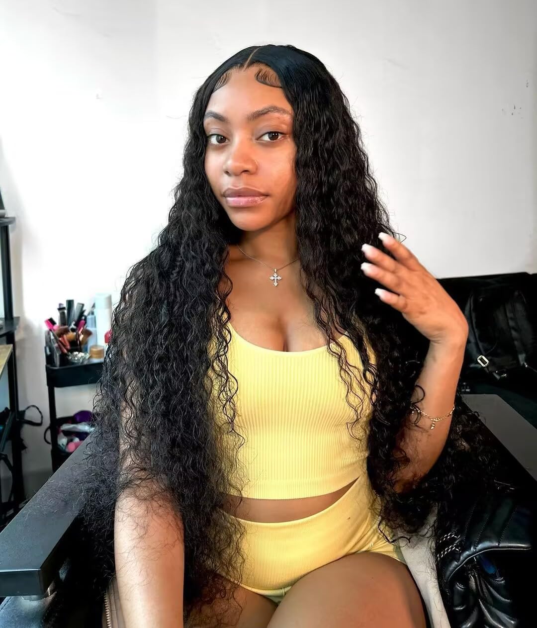 Ksfull 13x4 Deep Curly Lace Front Wigs Human Hair Wet and Wavy Water Wave Human Hair Wigs (13x4 deep wave lace closure wigs, 32 Inch)
