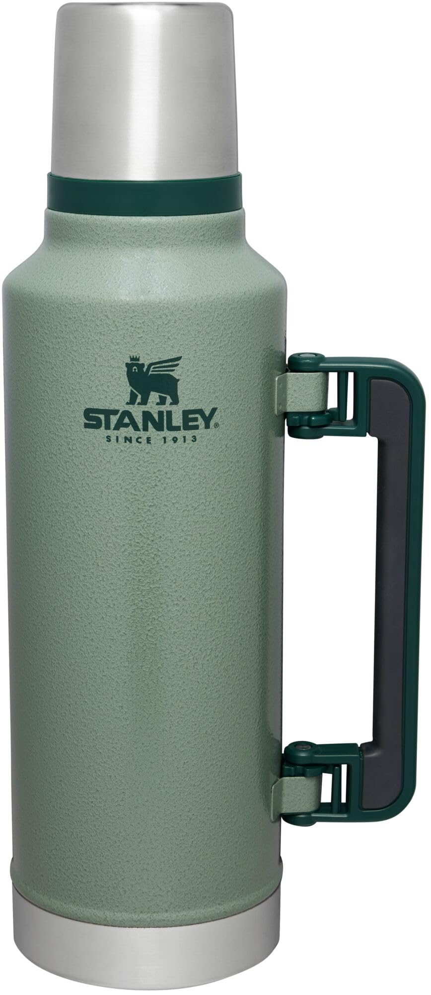 Stanley Classic Legendary Vacuum Bottle 2.0 qt | Wide Mouth with Leakproof Cup Lid |Keep Drinks Hot or Cold | Packable for Travel | Insulated Stainless Steel Thermal Bottle | BPA-Free|Hammertone Green