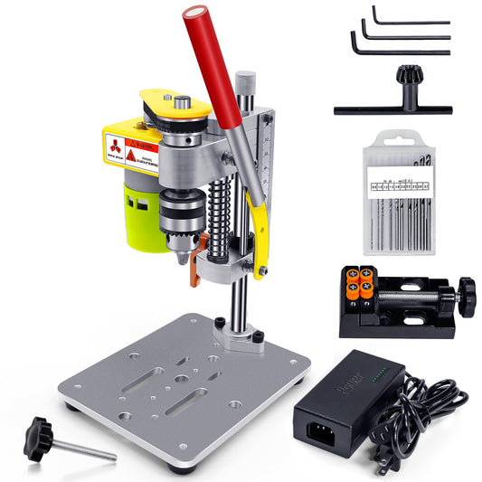 BERXOL Mini Drill Press, Benchtop Drill Press, Portable Electric Drilling Machine, CNC 795 Motor, B10 Chuck, Drill Bit and Clamp for Metal Wooden Jewelry DIY and Crafts Projects