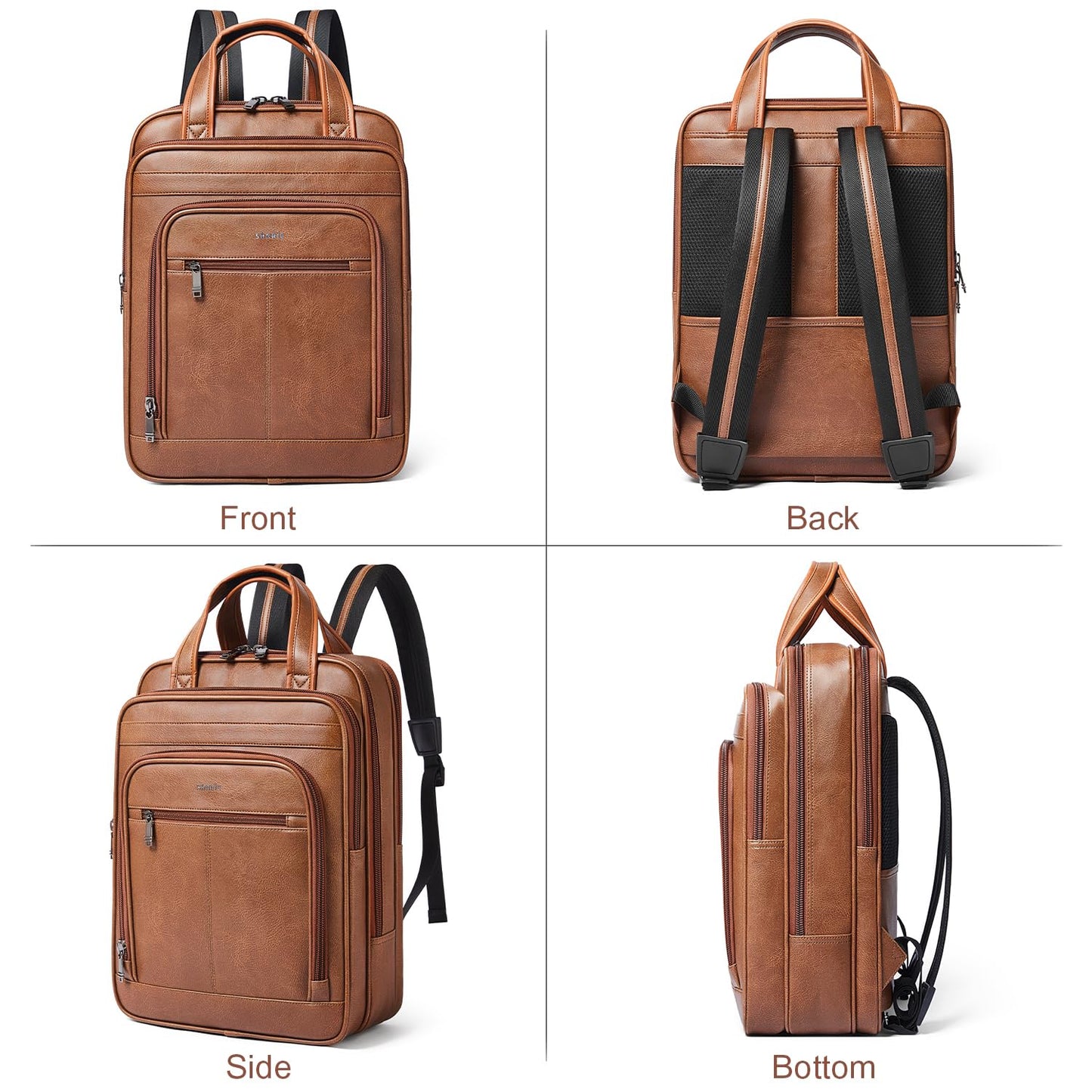 Shrrie 15.6" Laptop Backpack,Business Work Backpack Briefcase,Durable Computer Backpack for Office,Travel,College,Two-toned Brown