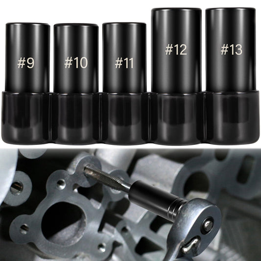 71670 Tap Socket Set Fits 5/8", 11/16", 3/4", 7/8" and 1" Taps, 1/2" Drive, Tap Sockets Adapter For Larger, M.C.T.I. Standard Taps, Large Tap Socket Wrench Set