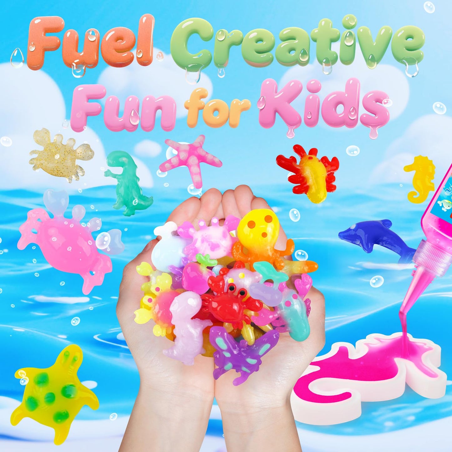 QANIY - Magic Water Elf Toys Kit, Water Fairy Water Gel Kit, Water Magic Elf, Water Fairy, Magic Water Gel Kit with 20 Magic Gels and 24 Shape Molds, Water Magic Kit