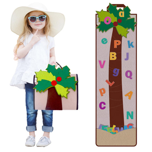 CHEFAN Felt Letter Tree, Coconut Tree Alphabet Bag for Early Education Storytelling, Felt Story Board Set Props from The Childhood Favorite Book, Felt Board for Wall Teaching Home Classroom Play