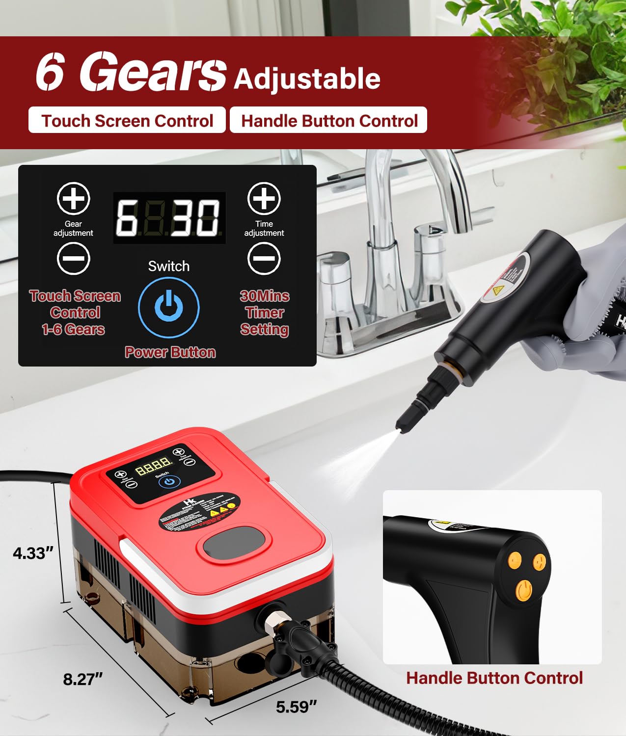 2026 Upgraded Steam Cleaner,10s Heat-Up,1.2L Tank, 6-Level Adjustable Handle,1500W Steamer for Cleaning, Portable Steamer for Cleaning with 20PCS Accessories, Steam Cleaner for Home,Car,Dirt