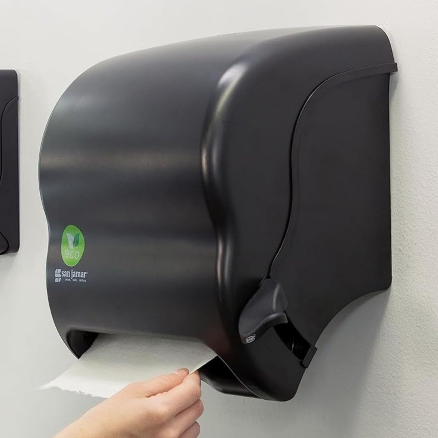 Ecological Green Towel Dispenser, 12.49" x 8.6" x 12.82", Black