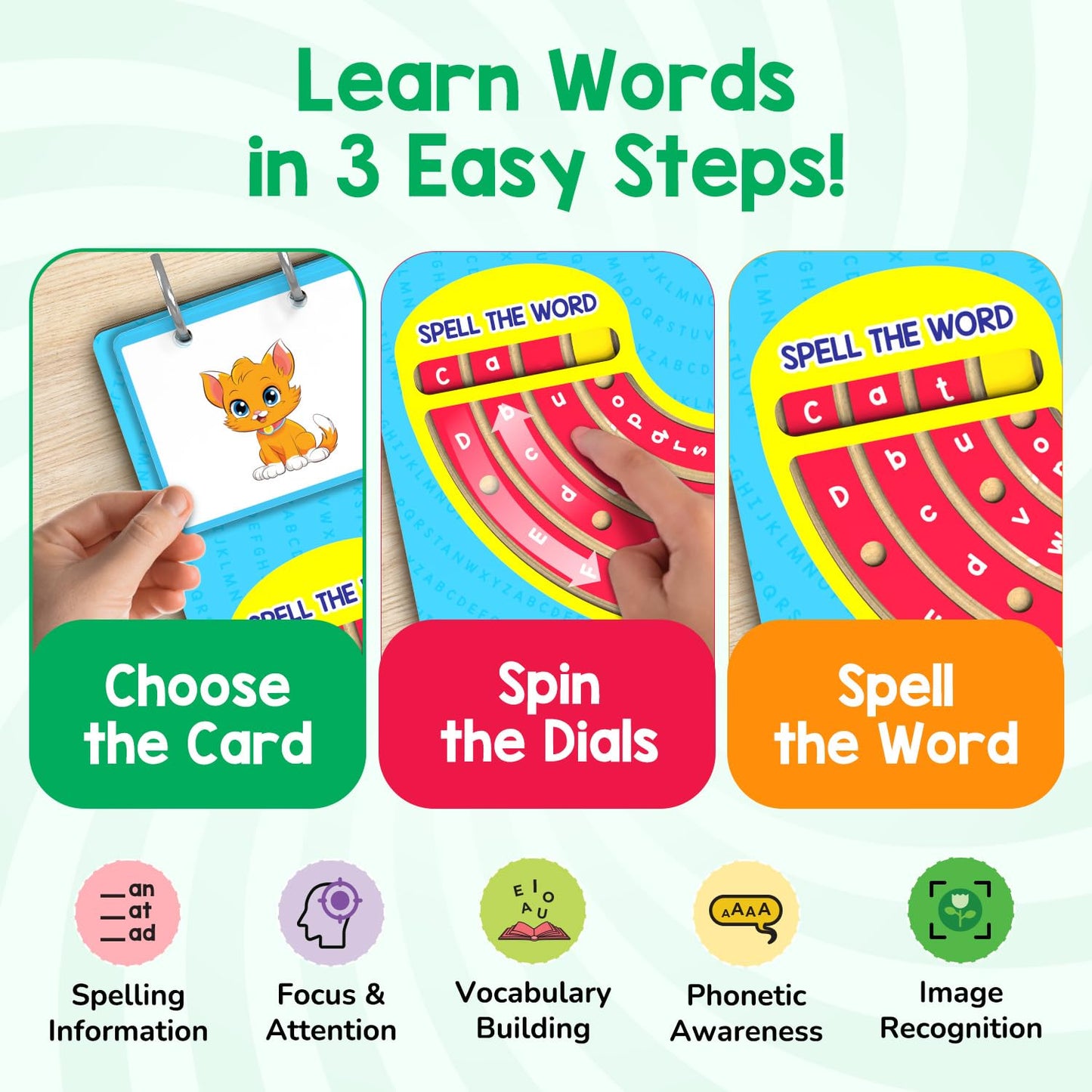 Smartivity Spelling Game I Early Vocabulary Building Learning Toy for Kids 4-8 Years I 50+ Picture Cards with Rotating Letter Wheels I Educational Birthday Gift for Boys & Girls 4,5,6,7,8, Years Old