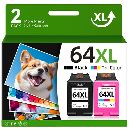64XL Ink Cartridge for HP Ink 64 for HP 64 Cartridges Black/Color Combo Pack Fit for Envy Photo 7855 7858 7100 7155 7120 6252 7800 7158 Envy Inspire 7950e 7955e Tango Series Printer