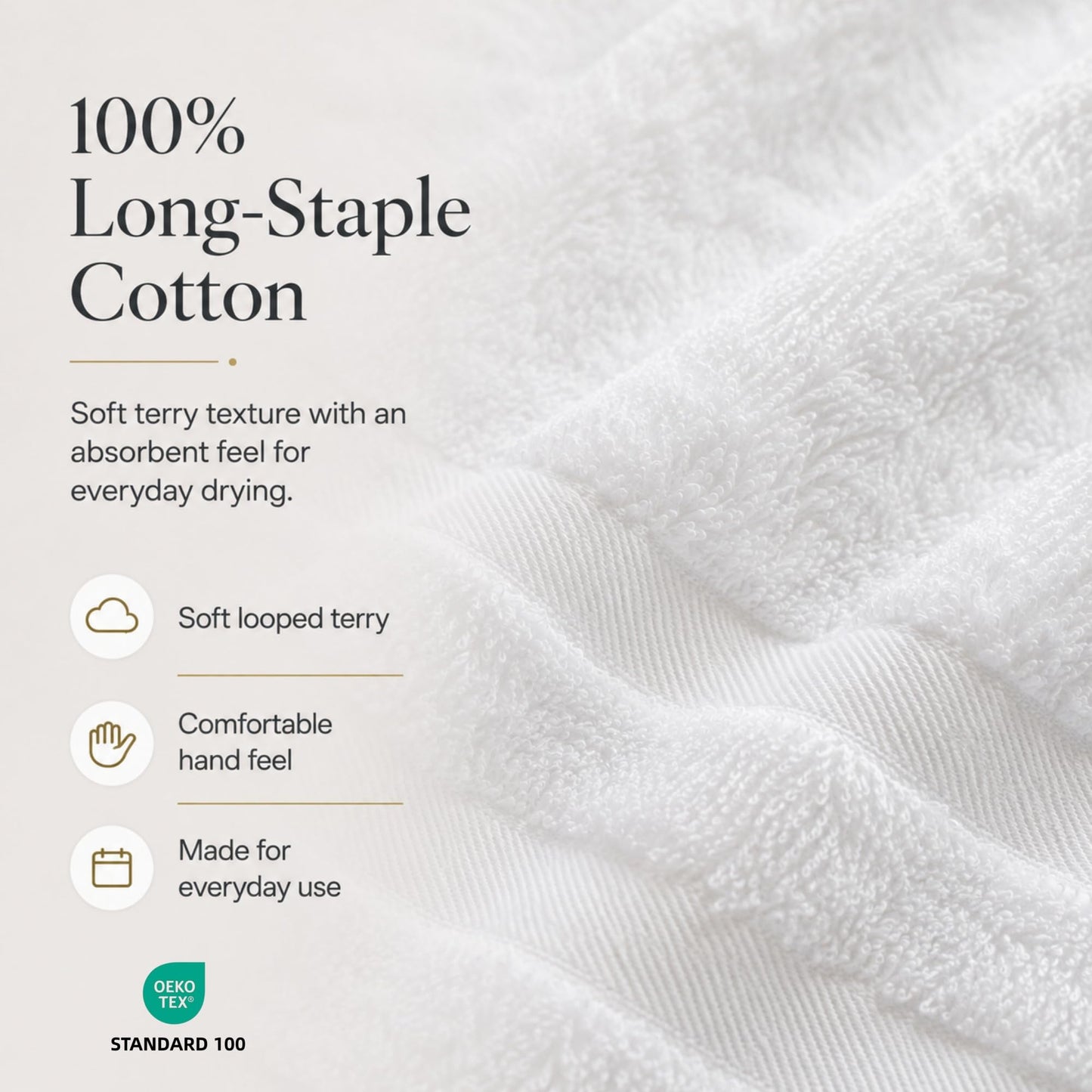 Velqora Bath Towels 4 Pack, Large 30 x 60 Inches, 100% Cotton, Soft & Absorbent Bathroom Towels for Everyday Use, White