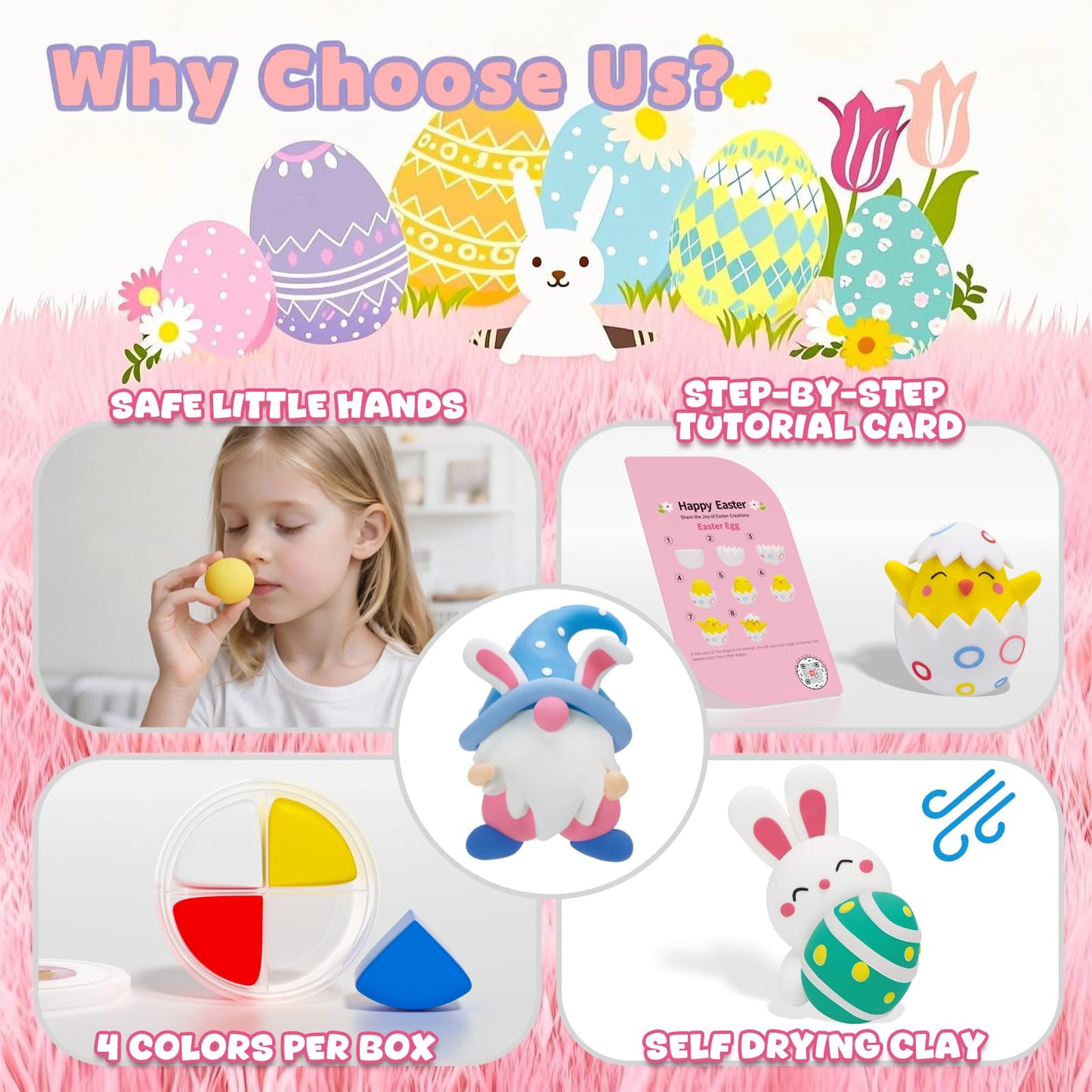Loufor Air Dry Clay Kits Easter - Ultra Light & Soft, Safe & Non-Toxic, 12 Boxes DIY Modeling Clay with Sculpting Tools und Tutorials, Creative Arts und Crafts Toys Gifts