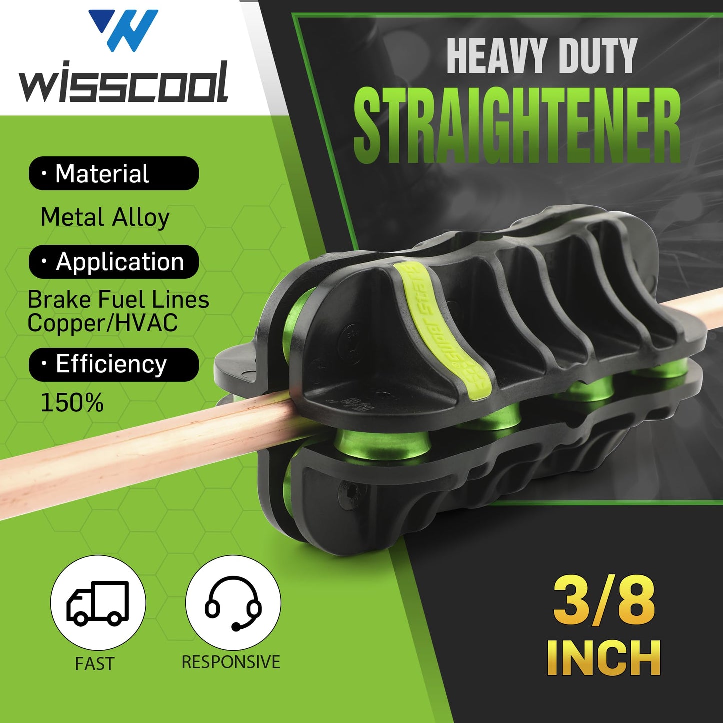 Wisscool 3/8" Tube Straightener Handheld Tubing Pipe Straightener for Steel, Stainless steel, Copper