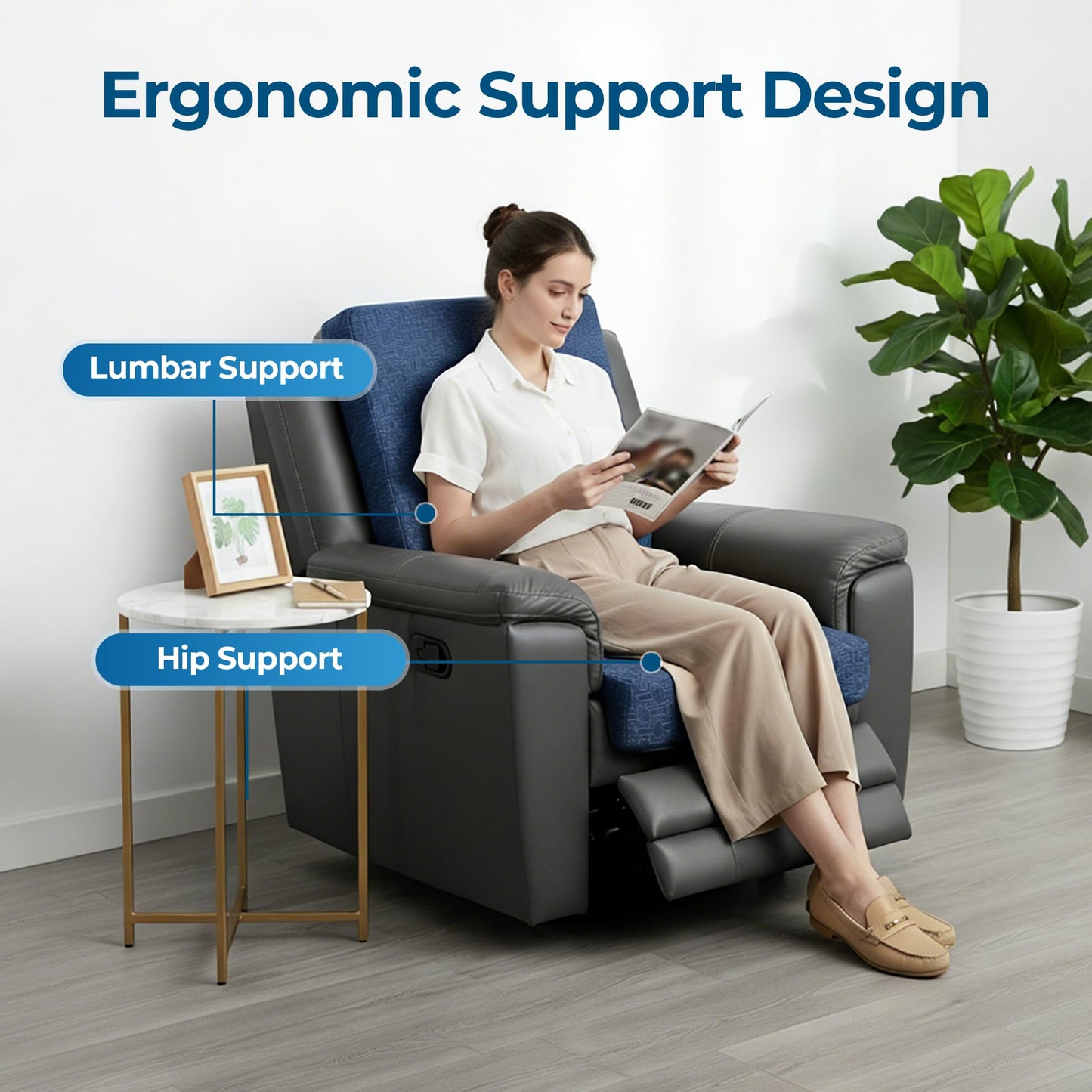 Ganondorf Extra Large Egg Crate Recliner Seat Cushion for Elderly Tufted Furry Booster Foam Cushion, Pressure Relief for Long Sitting Orthopedic Chair Cushion for Recliners Office Chairs, Navy