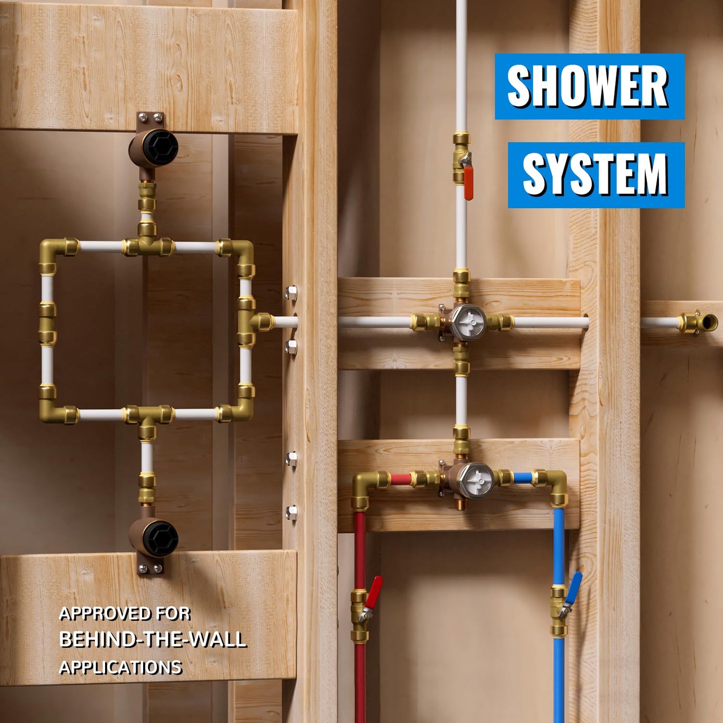 SUNGATOR Plumbing Fittings 1/2 Inch, Push Pex Fittings 1/2 Inch, 5 Each Coupling and 90 Degree Elbow, Tee(2 PCS), No Lead Brass Push to Connect Pex Pipe,Copper,CPVC, with 1 Disconnect Clip, Pack of 12