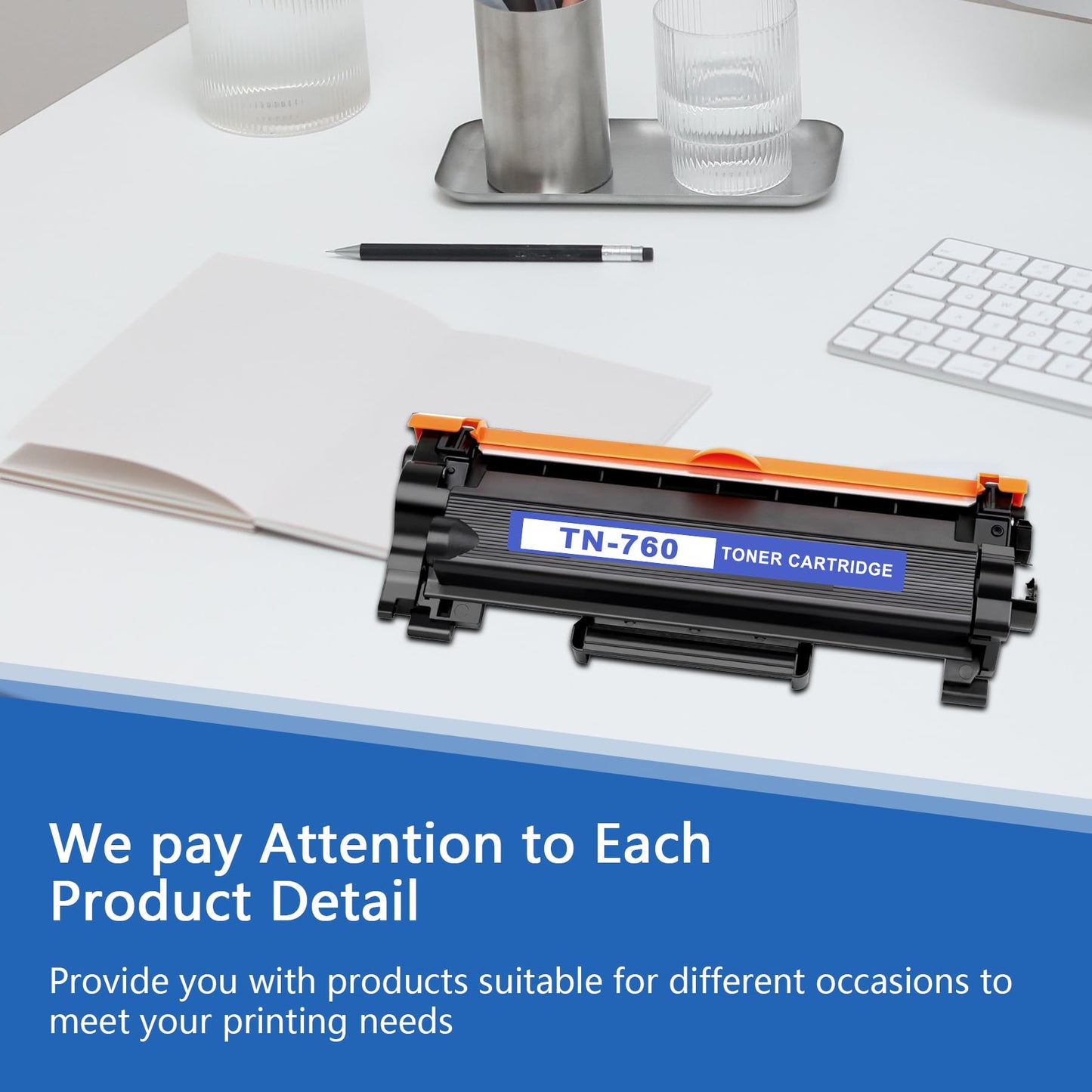 TN760 Toner Cartridge Replacement for Brother TN-760 High Yield Black Toner Cartridge MFC-L2710DW MFC-L2750DW HL-L2350DW HL-L2395DW DCP-L2550DW Printer 2-Pack