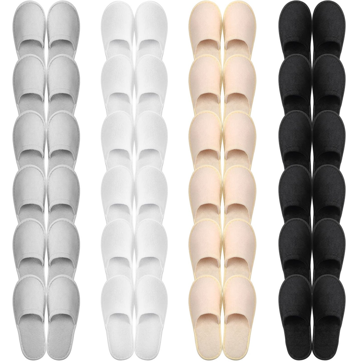 Geyoga 24 Pairs Disposable Slippers for Guests Bulk Women Men 2 Size Cotton Soft Hotel Spa Slippers for Home Indoor Travel Wedding Party(White, Light Gray, Black, Khaki,M)