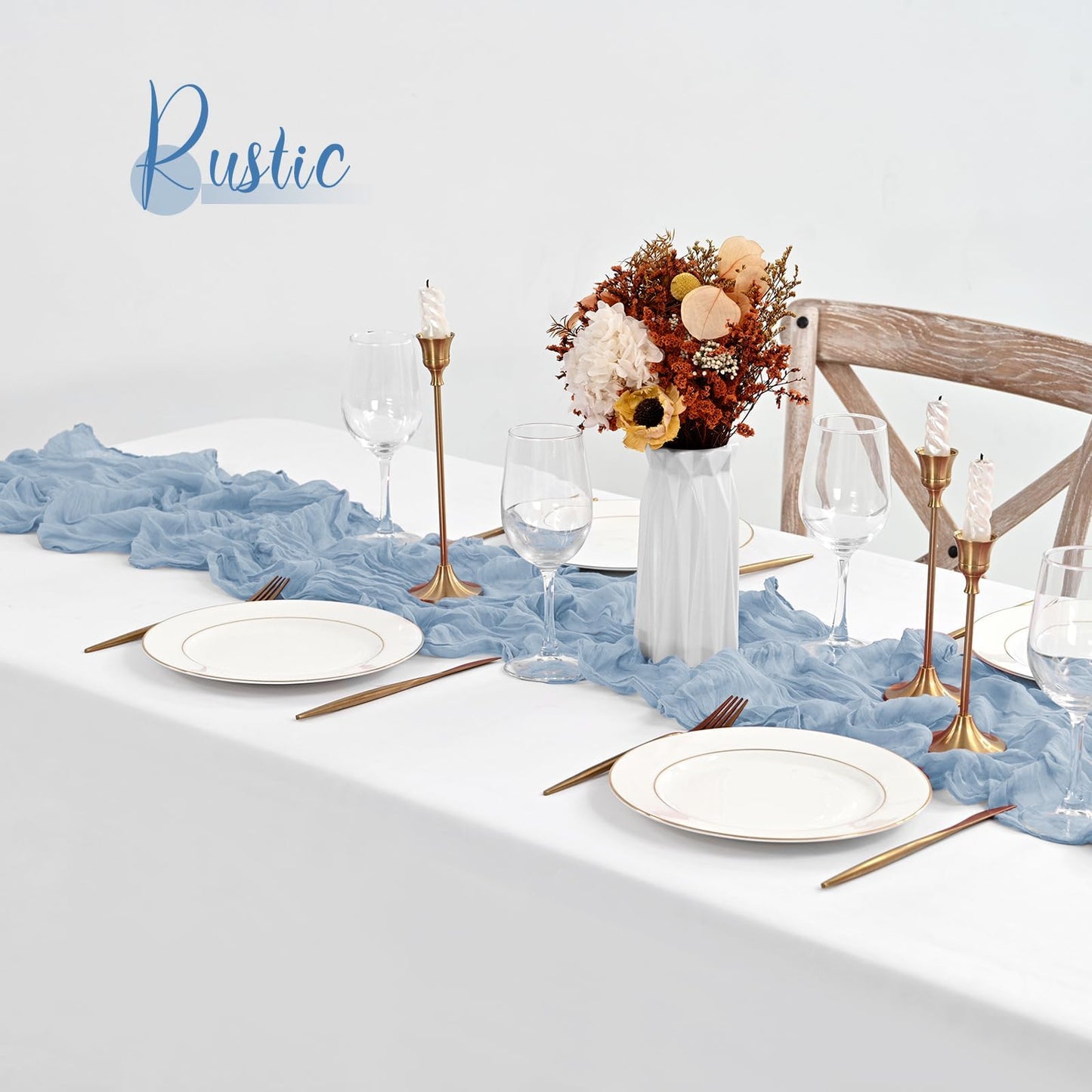 20 Pack Dusty Blue Table Runner 10Ft Cheesecloth Table Runner Boho Gauze Cheese Cloth Table Runners Romantic Long Sheer Fabric Table Runners for Wedding Party Bridal Shower