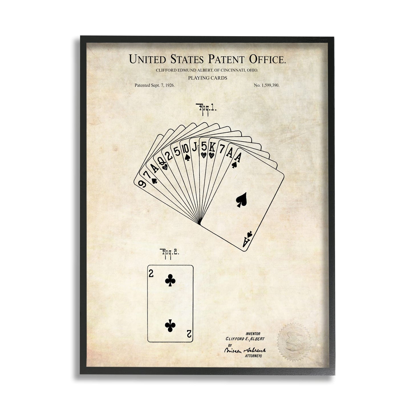 Stupell Industries Vintage Playing Cards Patent Diagram Blueprint Text, Design by Karl Hronek