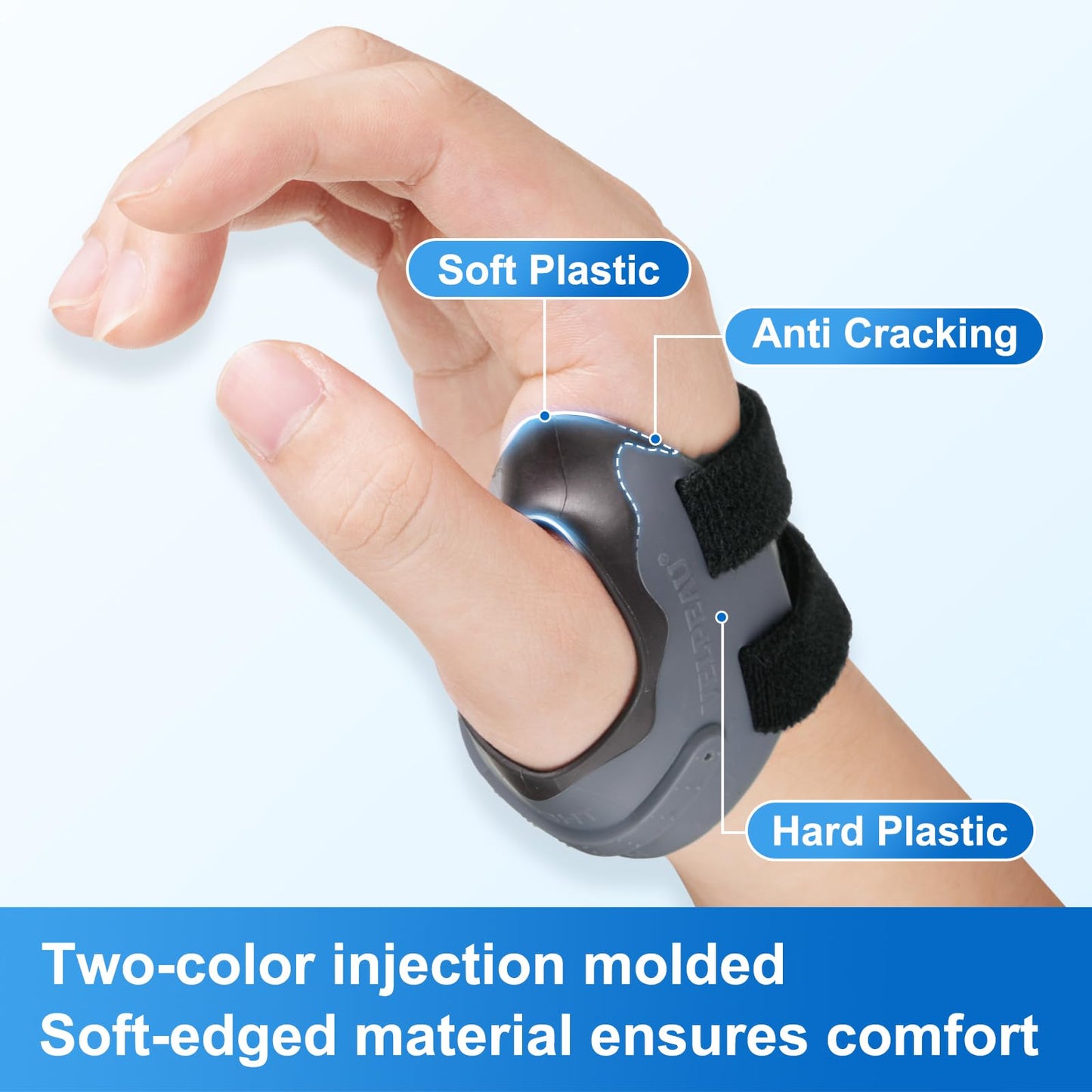 Velpeau CMC Thumb Brace for Osteoarthritis - with Shape-memory Restriction Splint, CMC Joint Stabilizer, Basal Thumb Arthritis Pain Relief and Support for Women and Men (Black, Right Hand, Medium)